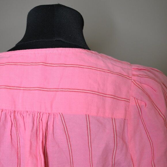 Madewell Cotton Pink Wrap Top in Cecilia Stripe Sz S - Picture 7 of 8